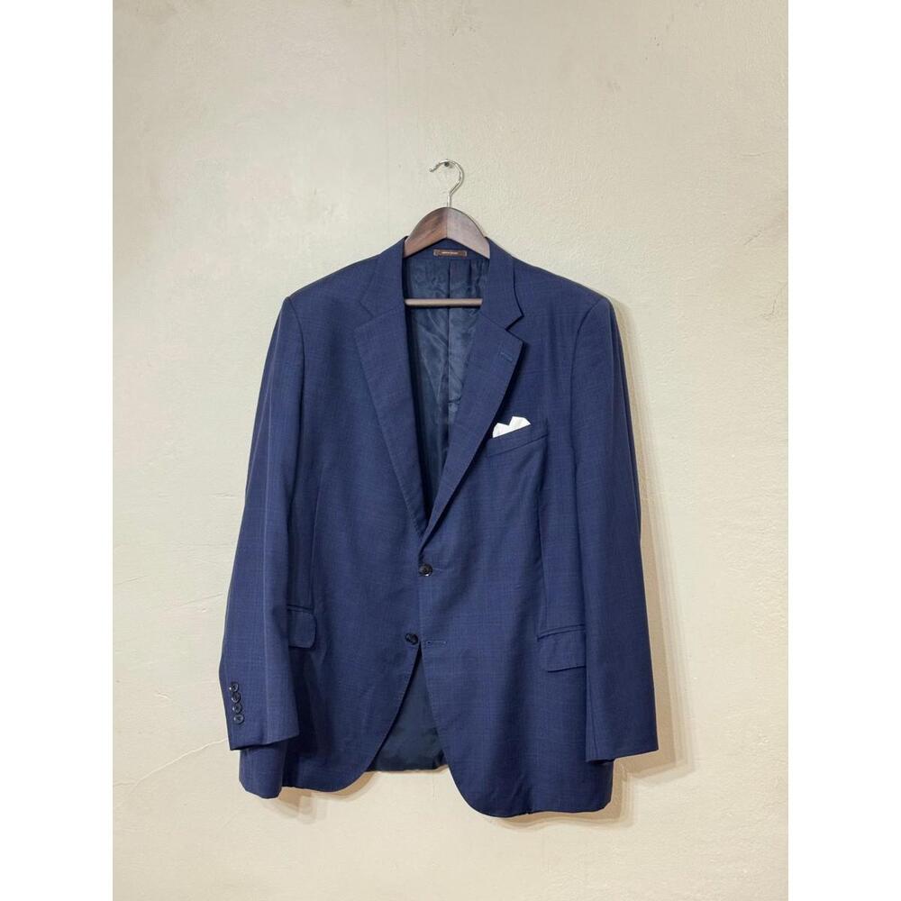 Peter Millar Men’s Blazer 44-46R Navy Blue Glen Plaid Wool Sport Coat